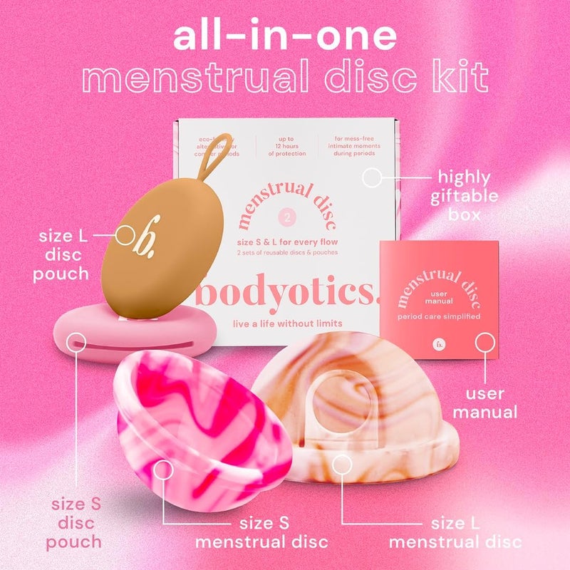 Bodyotics Reusable Menstrual Disc, Wear Up to 12-Hours, Sustainable Period Disc Alternative to Menstrual Cups, Tampons and Pads for Light or Heavy Flows, Leak Proof - Small & Large Sizes (Beige and Light Pink) - Image 5